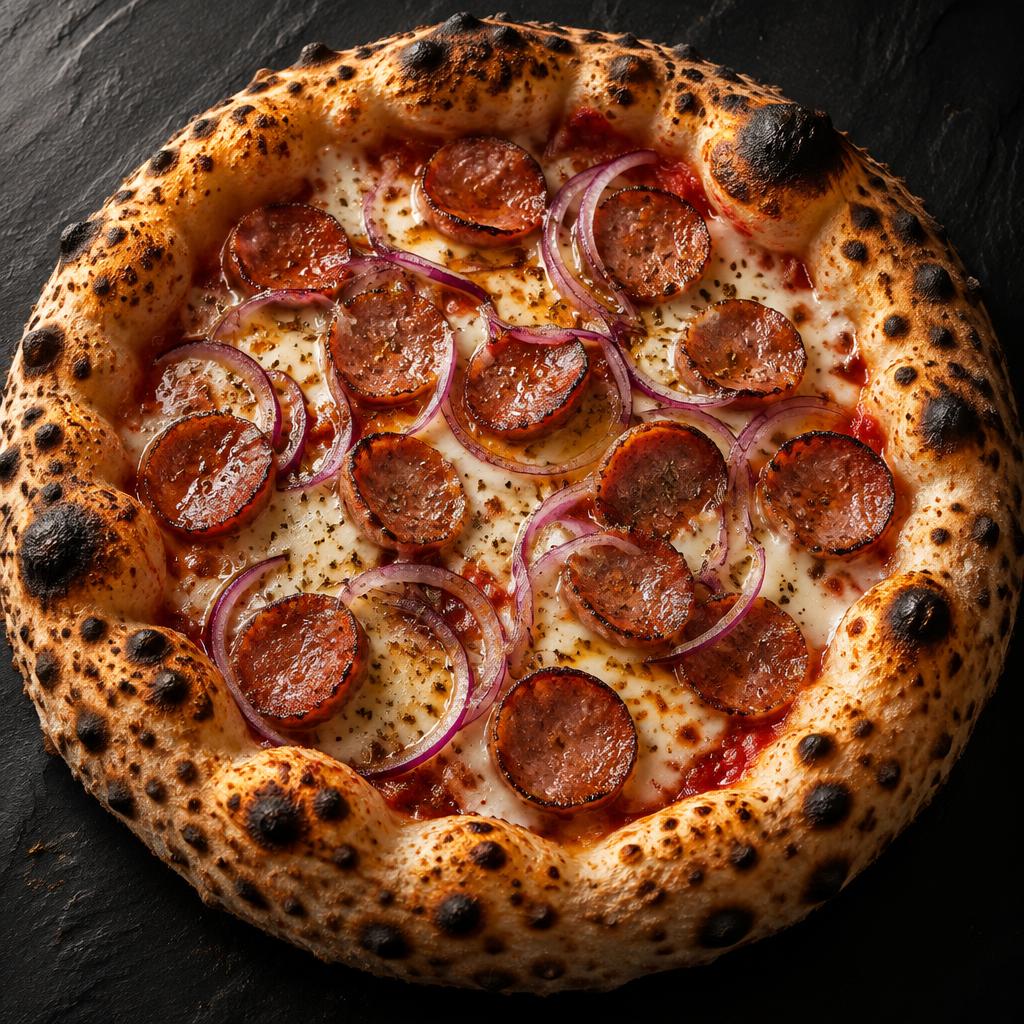 Pizza Basílica sabor Calabresa com Cebola